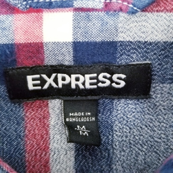 Express Men's Plaid Button Down Longsleeve Shirt - Picture 6 of 7